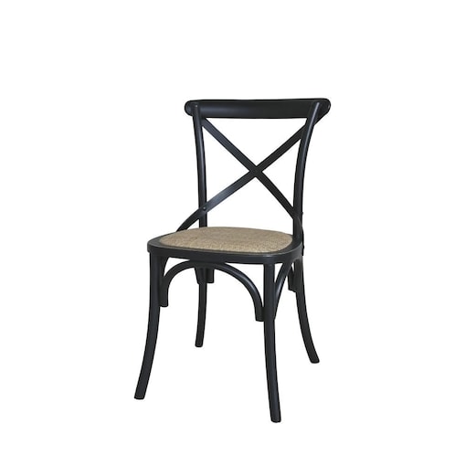 Krzesło drewno kauczukowe retro czarne Chic 2 szt.