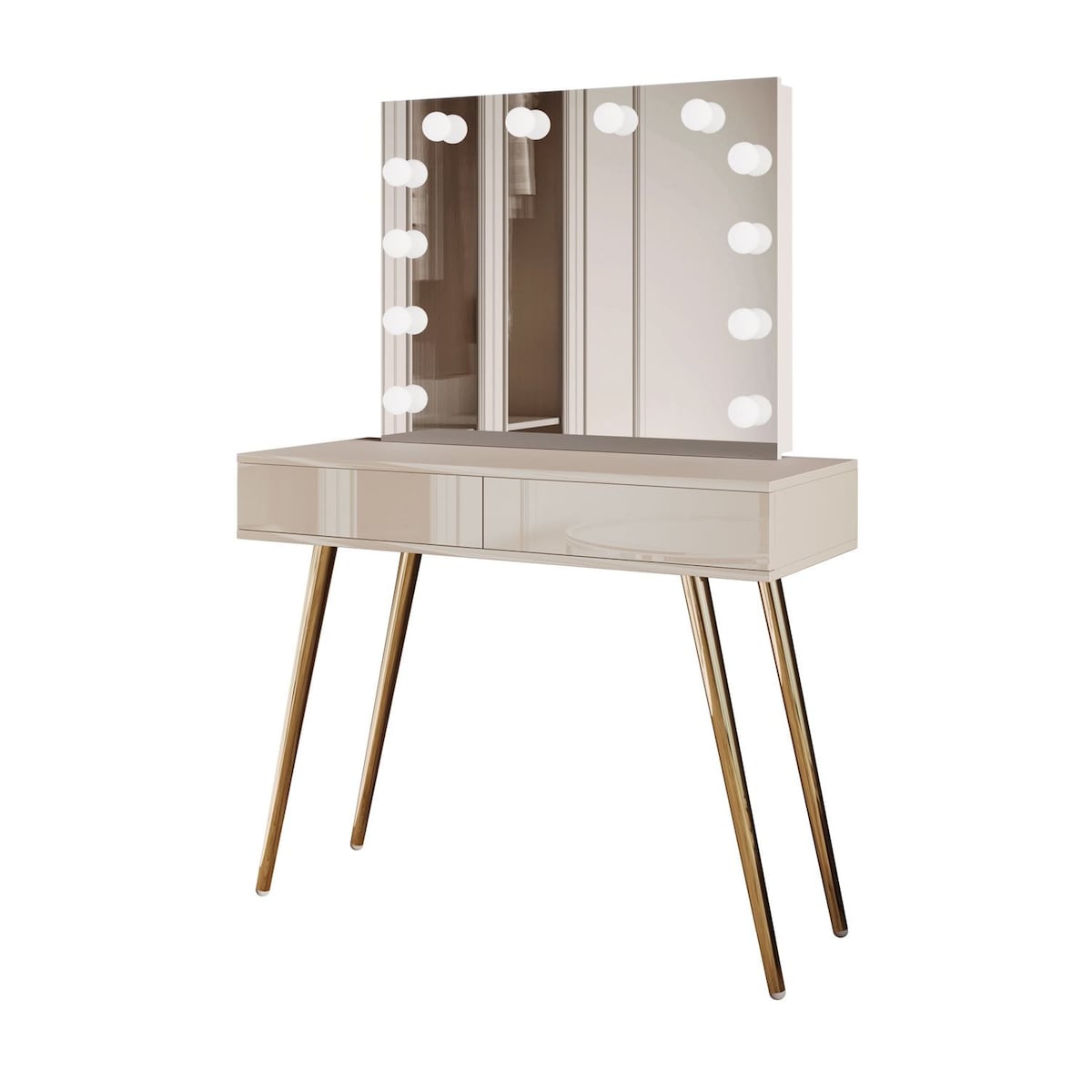 Toaletka SIENNA GOLD ELITE na skośnych nóżkach, push-to-open