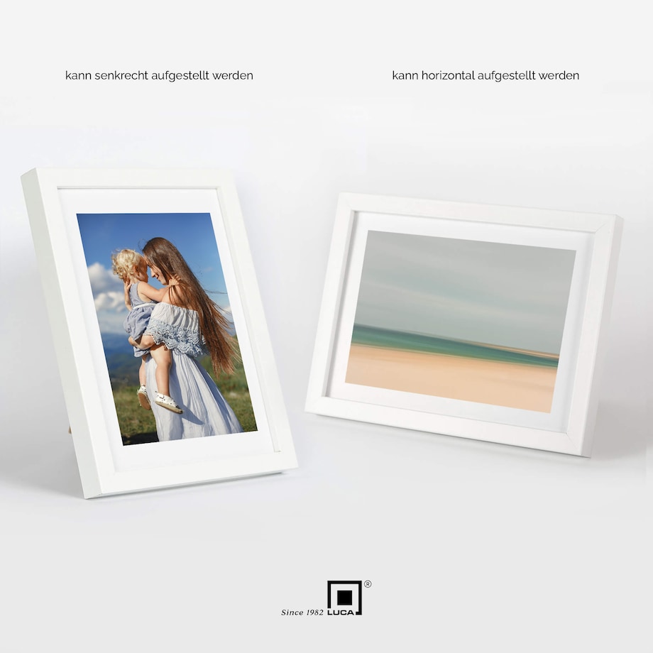 Ramka na zdjęcia 15x20 cm biała rama MDF z plexi do postawienia powieszenia klasyczna ramka