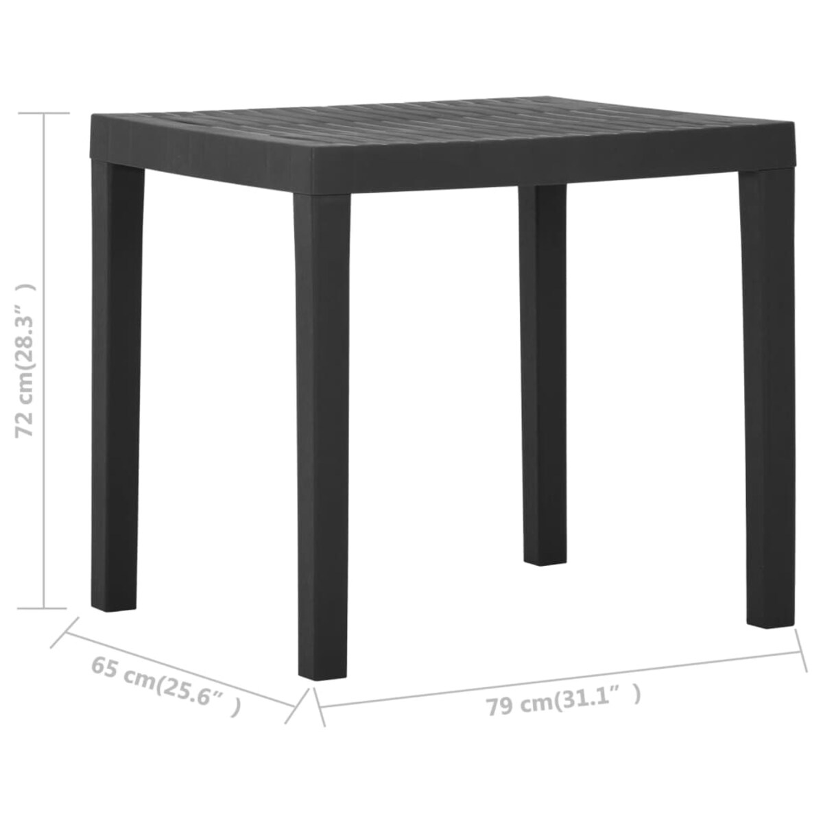 vidaXL Stolik ogrodowy, szary, 79 x 65 x 72 cm, plastikowy