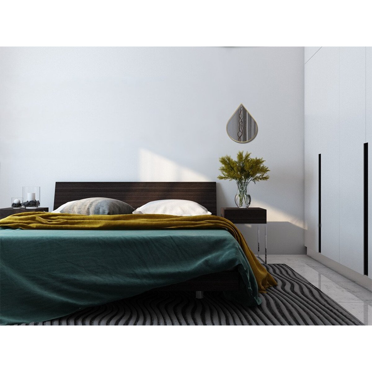 Lusterko ścienne w kształcie kropli, 39 cm