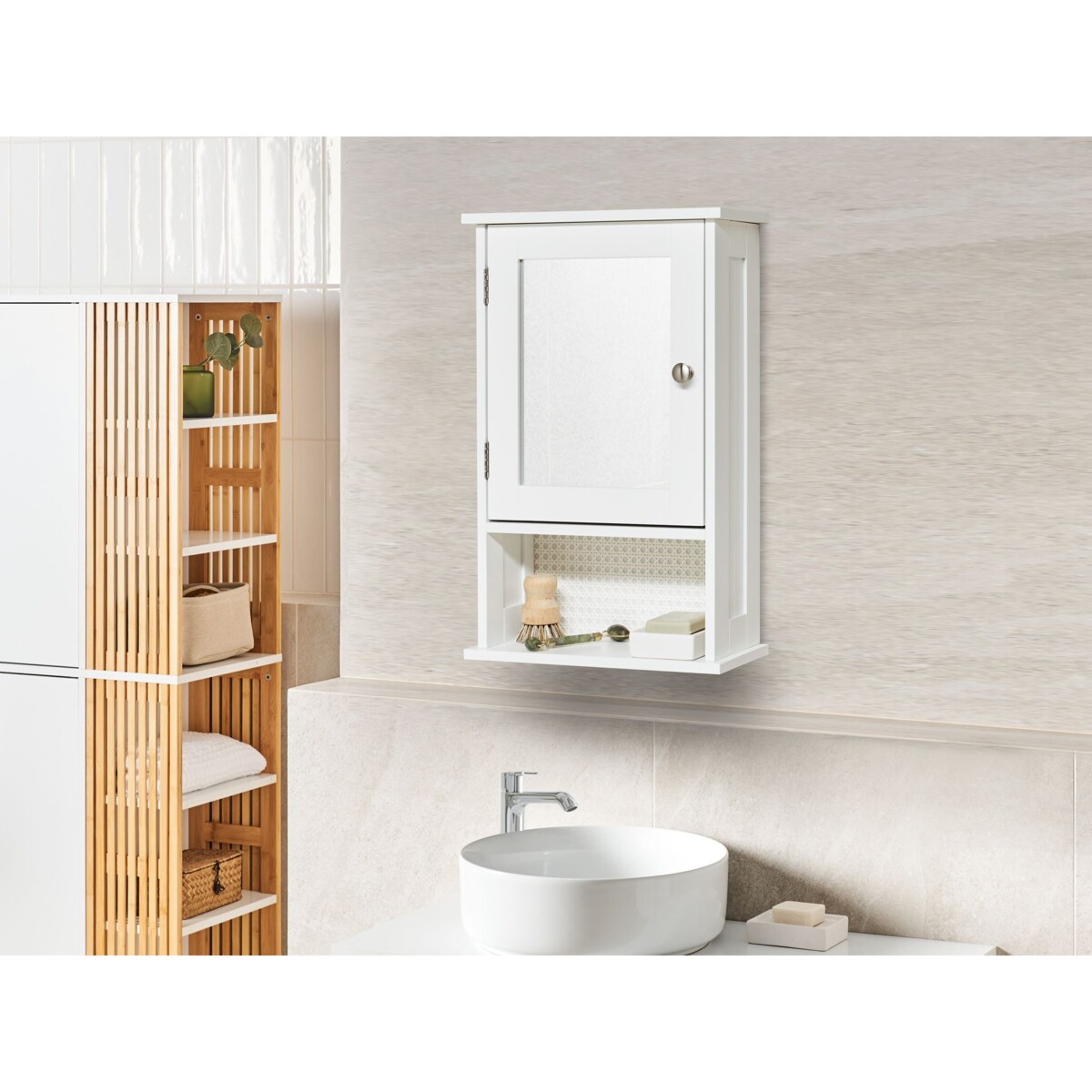 Szafka łazienkowa wisząca z lustrem HUILA 34 cm 53 cm Biały