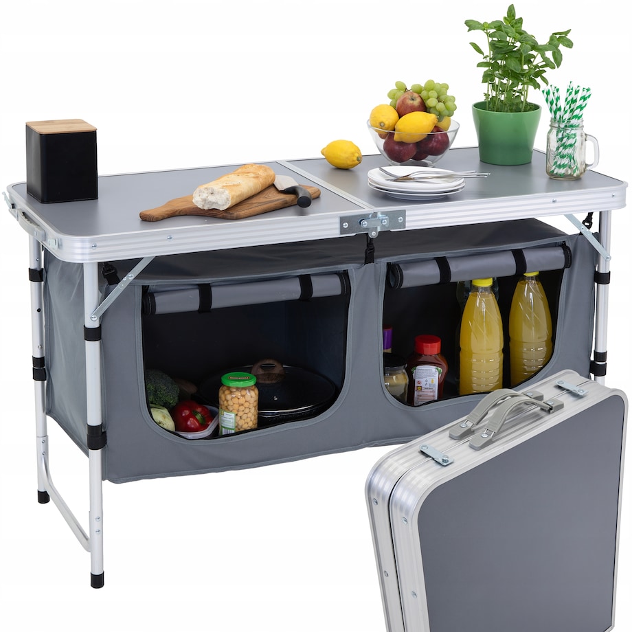 KUCHNIA TURYSTYCZNA SZAFKA stół składany ogrodowy walizka KEMPINGOWY stolik