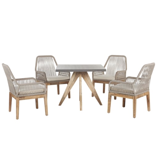 Zestaw ogrodowy dla 4 osób OLBIA z poduszkami Beton Beżowy