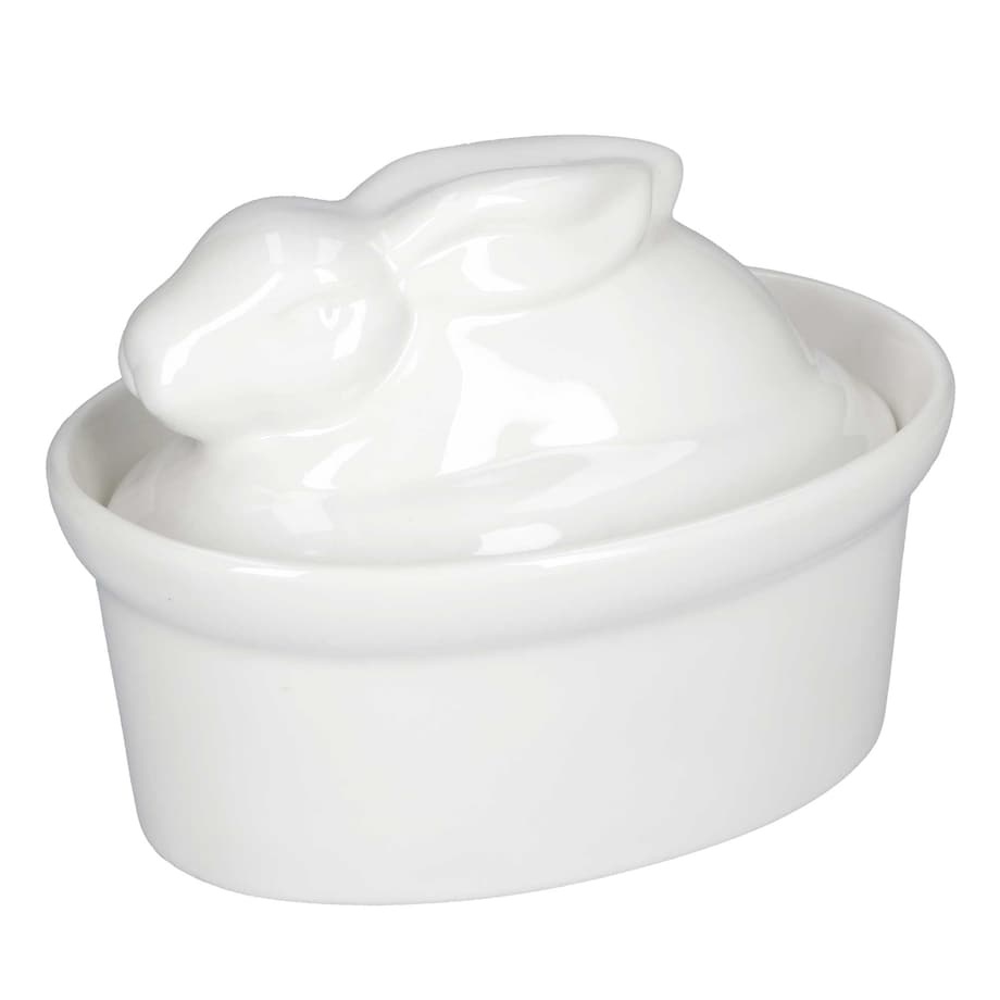 Naczynie do zapiekania Terrine królik - Biały, 16 x 11 cm