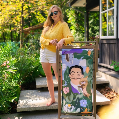 Leżak drewniany poszerzony Dali na prezent, zdejmowany materiał Laba Poland