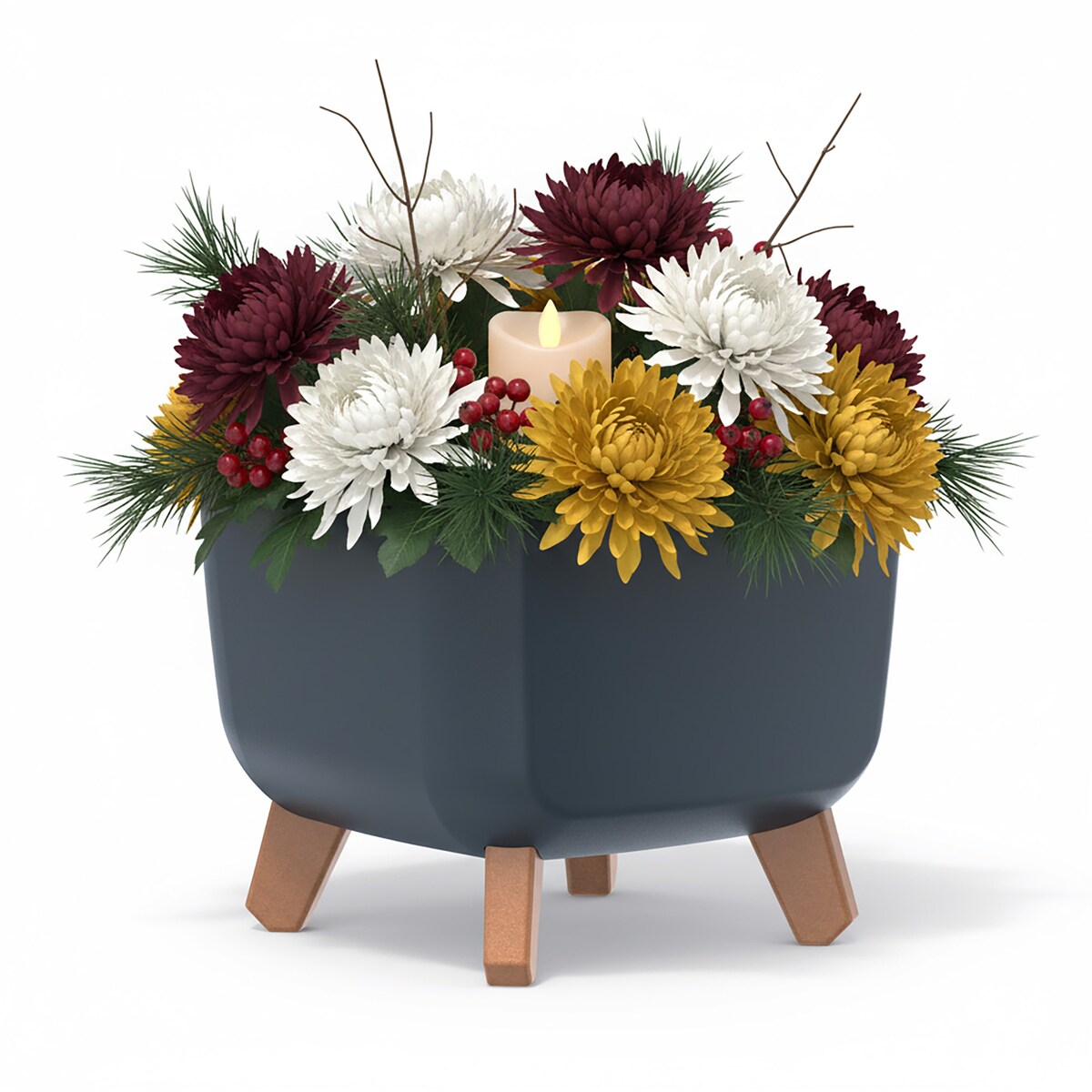 Donica Na Cmentarz Doniczka Na Nóżkach Na Wszystkich Świętych Antracytowa 24 Cm