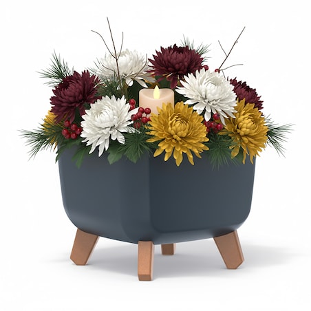 Donica Na Cmentarz Doniczka Na Nóżkach Na Wszystkich Świętych Antracytowa 24 Cm