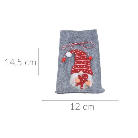 Worek świąteczny ze skrzatem, 12 x 14,5 cm