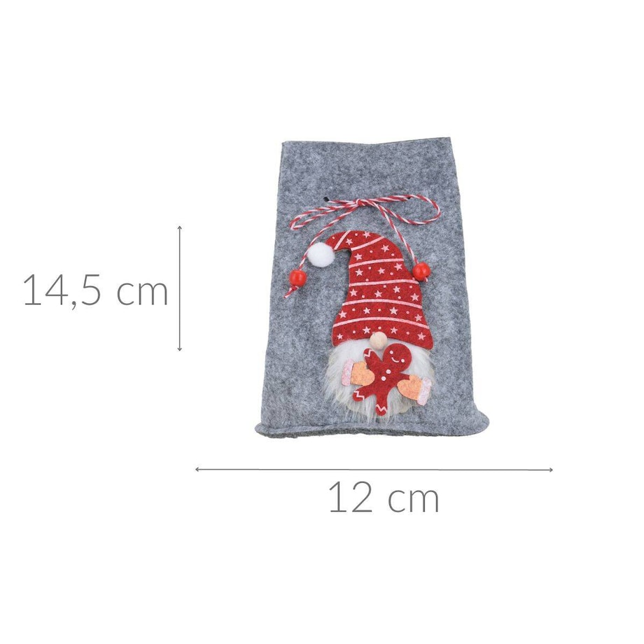 Worek świąteczny ze skrzatem, 12 x 14,5 cm