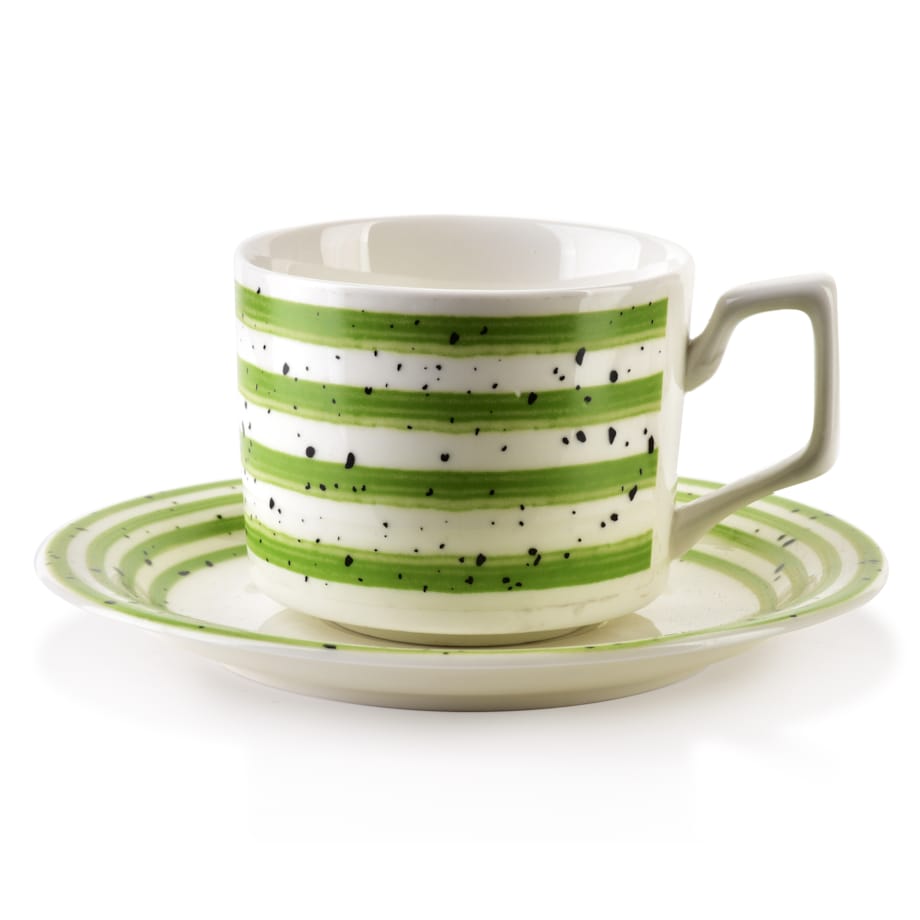 JOY Komplet 6 filiżanek ze spodkiemzielone 210ml