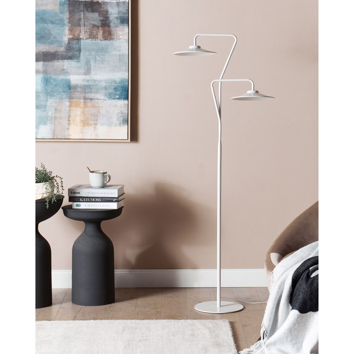 Lampa podłogowa LED metalowa biała GALETTI