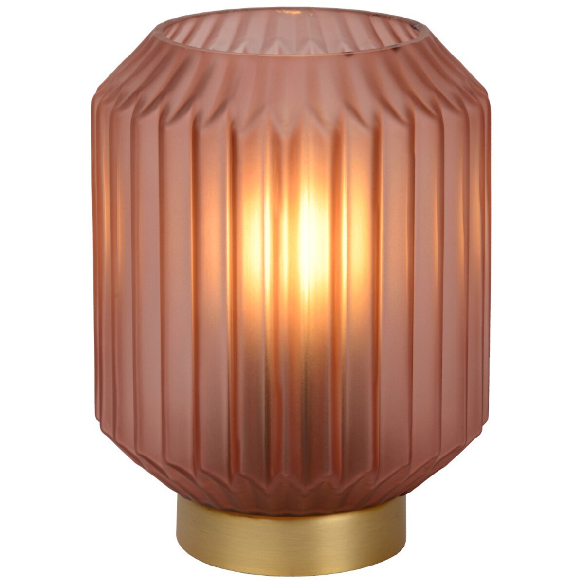 Stojąca LAMPA stołowa SUENO 45595/01/66 Lucide nocna LAMPKA szklana loftowa złota różowa