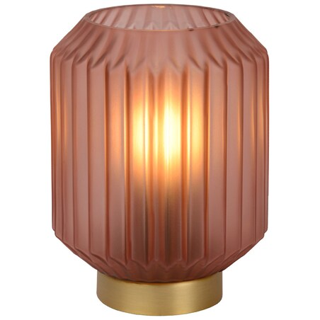 Stojąca LAMPA stołowa SUENO 45595/01/66 Lucide nocna LAMPKA szklana loftowa złota różowa