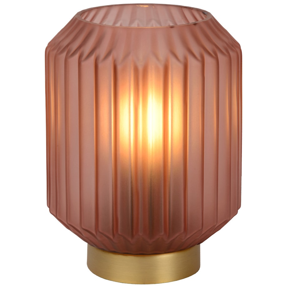 Stojąca LAMPA stołowa SUENO 45595/01/66 Lucide nocna LAMPKA szklana loftowa złota różowa