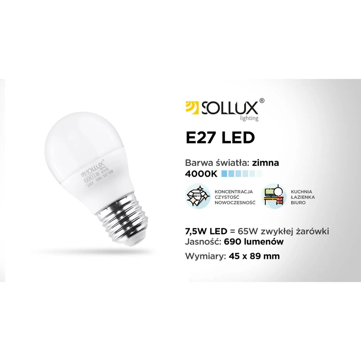 Żarówka LED E27 4000K 7,5W 690lm