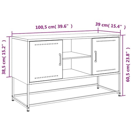 vidaXL Szafka pod telewizor, czarna, 100,5x39x60,5 cm, stalowa