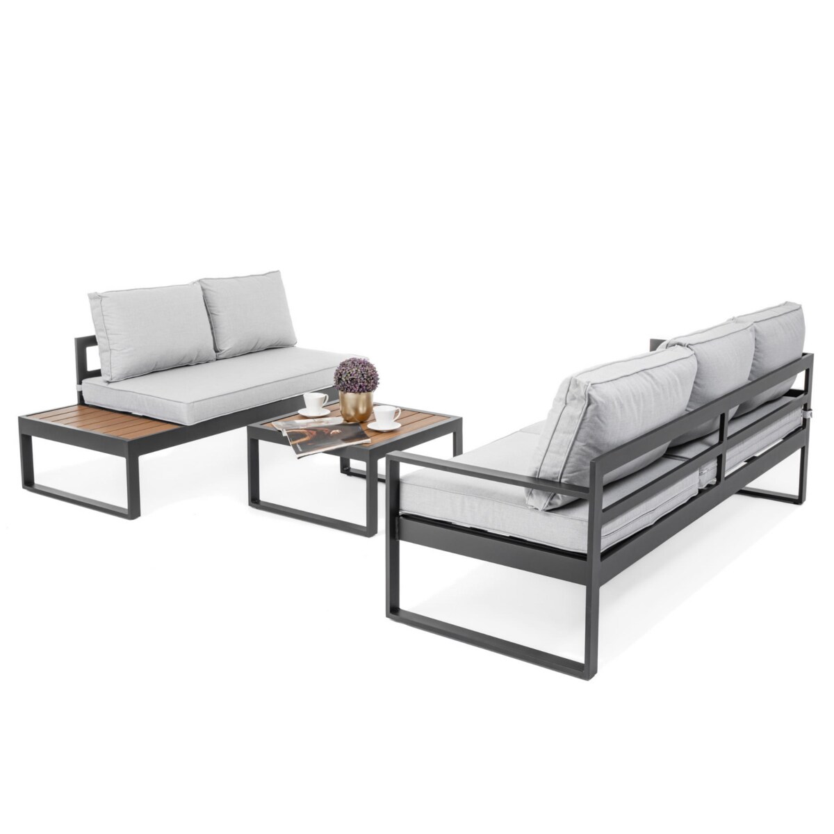 MEBLE OGRODOWE ALUMINIOWE NAROŻNIK NICEA SZARO GRAFITOWA LEWA