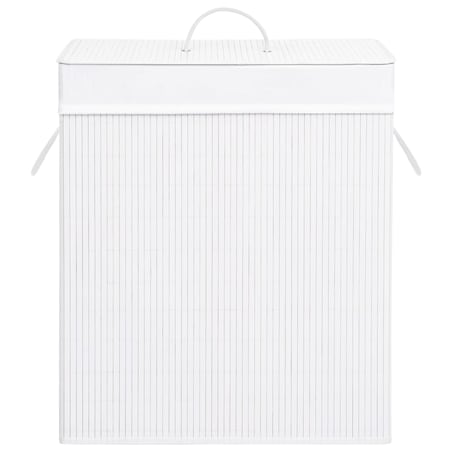 vidaXL Bambusowy kosz na pranie z pojedynczą przegrodą, biały, 83 L