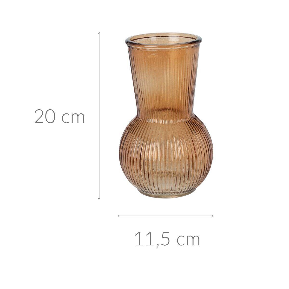 Wazon szklany ryftowany, 20 cm