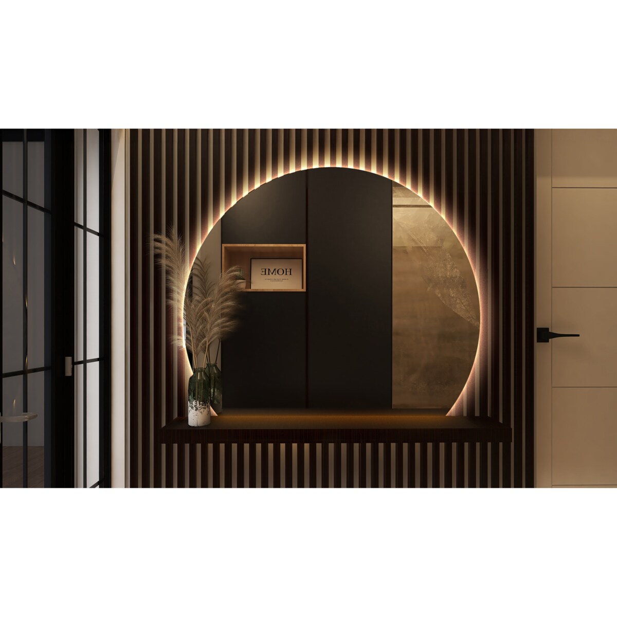 Lustro LED ścięte koło 63x70 cm - światło ciepłe