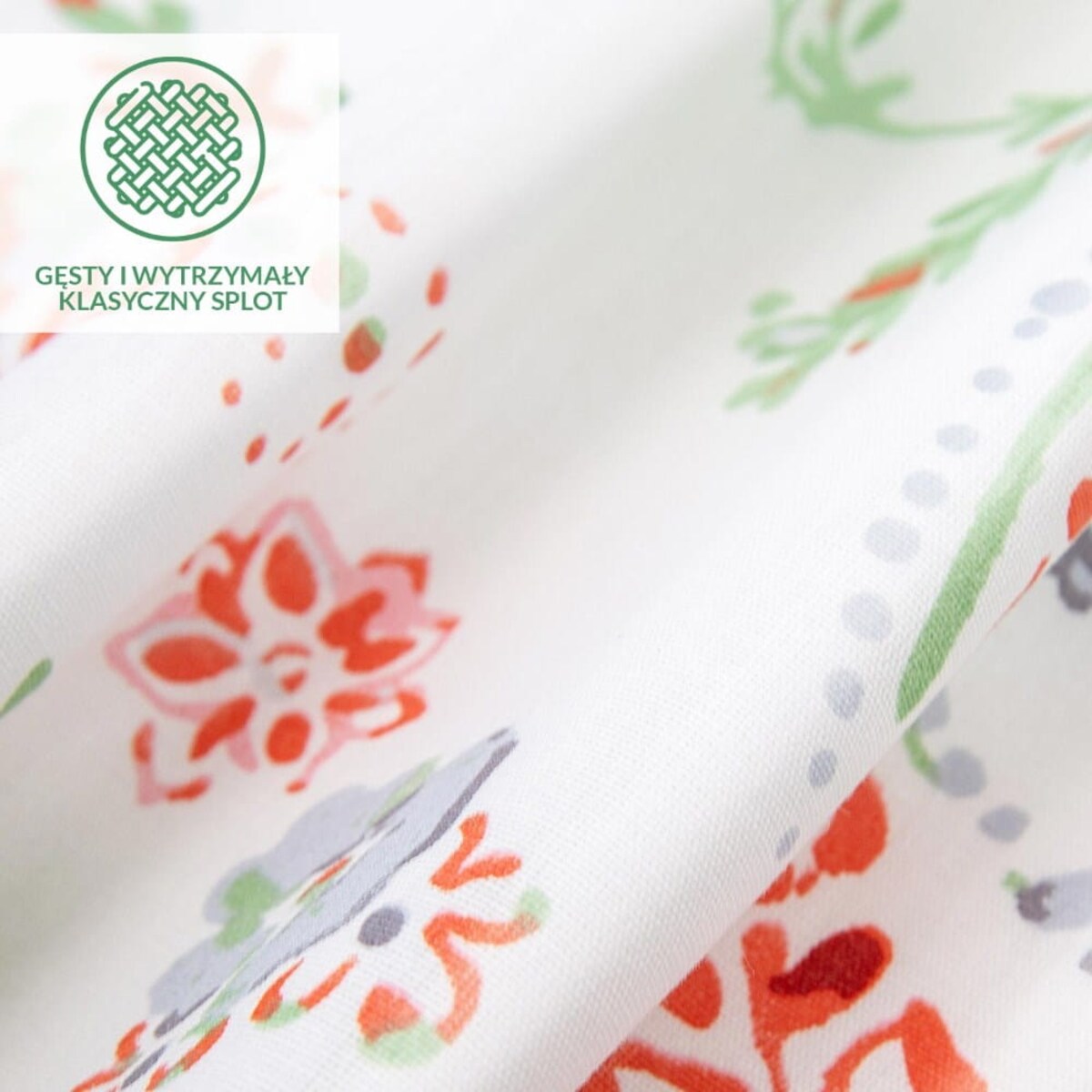 Pościel bawełniana 200x220 Cottonlove Exclusive Elyese biała w kolorowe wiosenne kwiaty