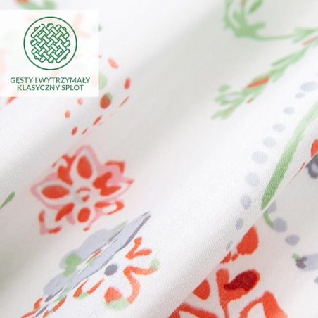 Pościel bawełniana 200x220 Cottonlove Exclusive Elyese biała w kolorowe wiosenne kwiaty