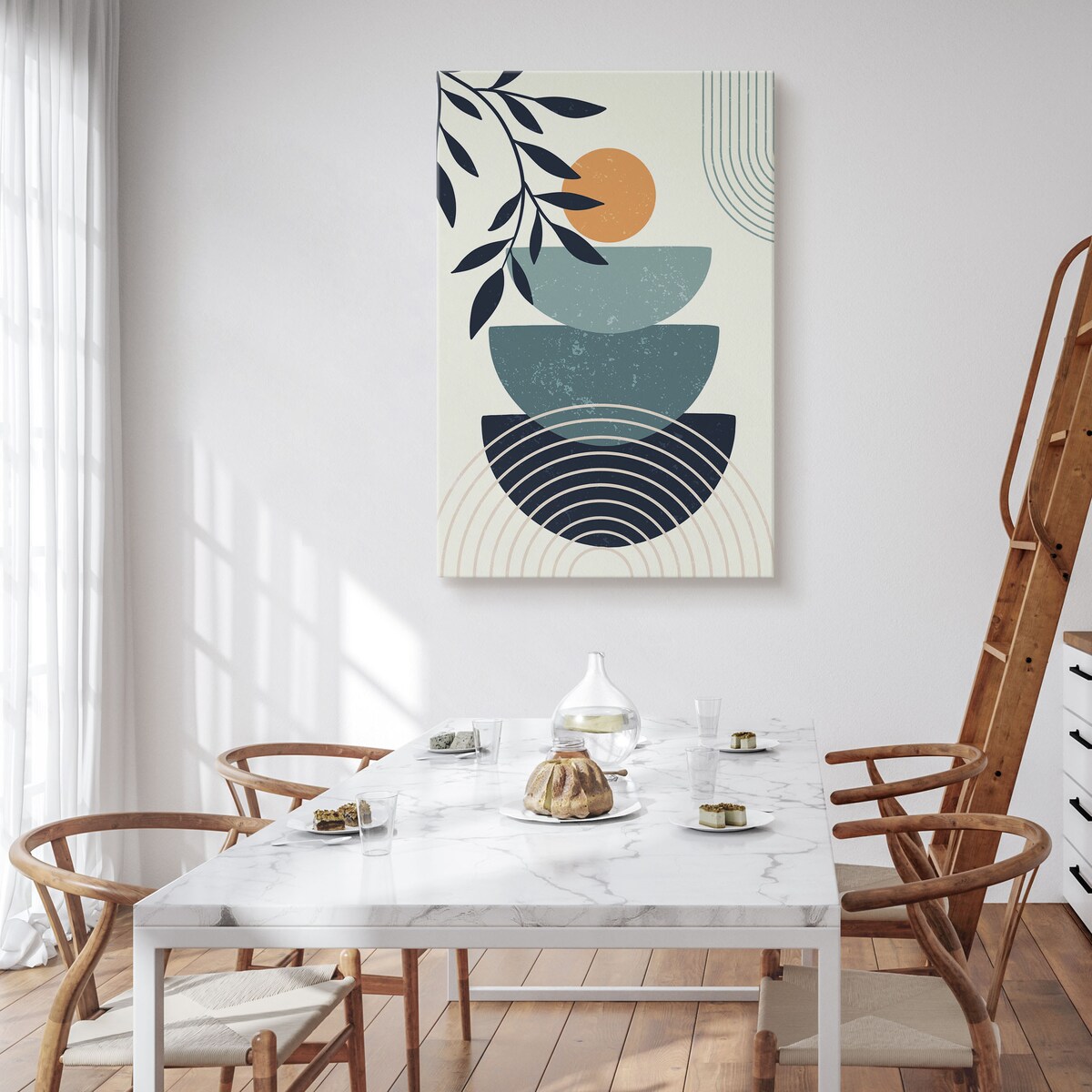 Obraz Do Sypialni Liście Kamienne Naczynia Minimalizm Styl Boho 30x40cm