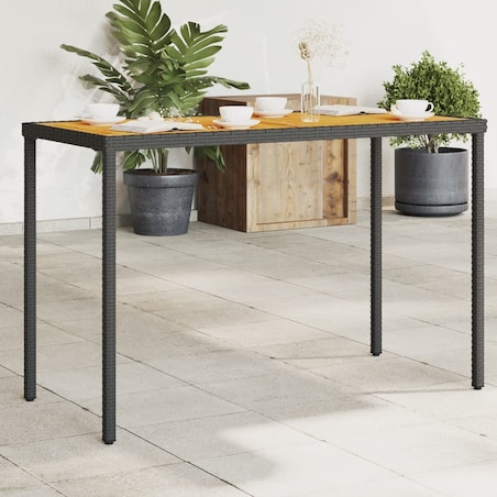 vidaXL Stół ogrodowy z akacjowym blatem, czarny, 115x54x74 cm