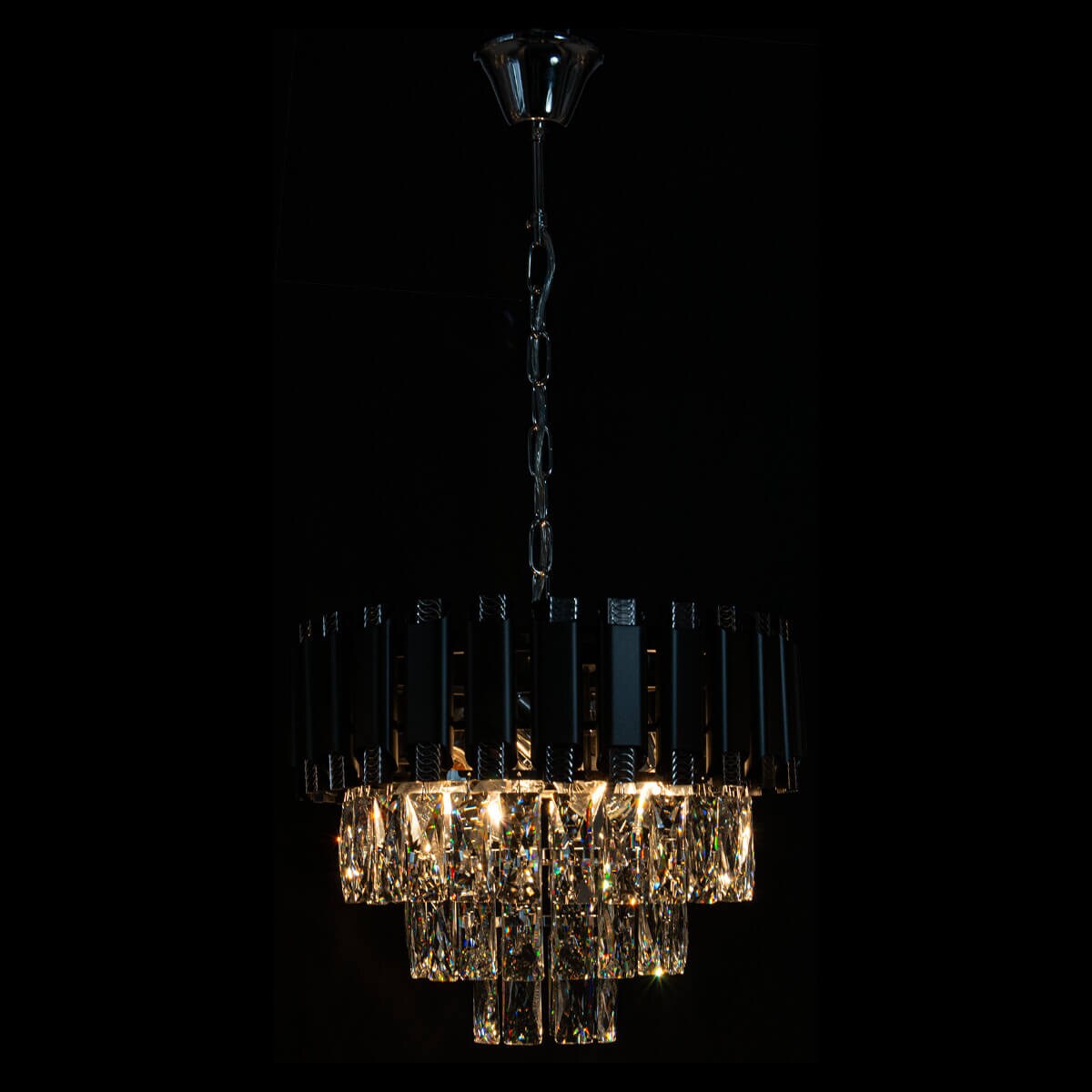 Zwieszany żyrandol Bilbao 6234/4 BL 8C glamour nad stół czarny chrom