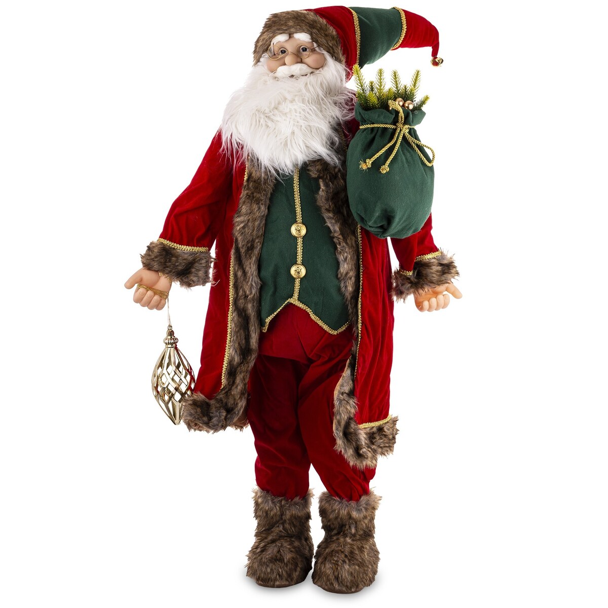 Figurka - duży Mikołaj z workiem 121x67 cm