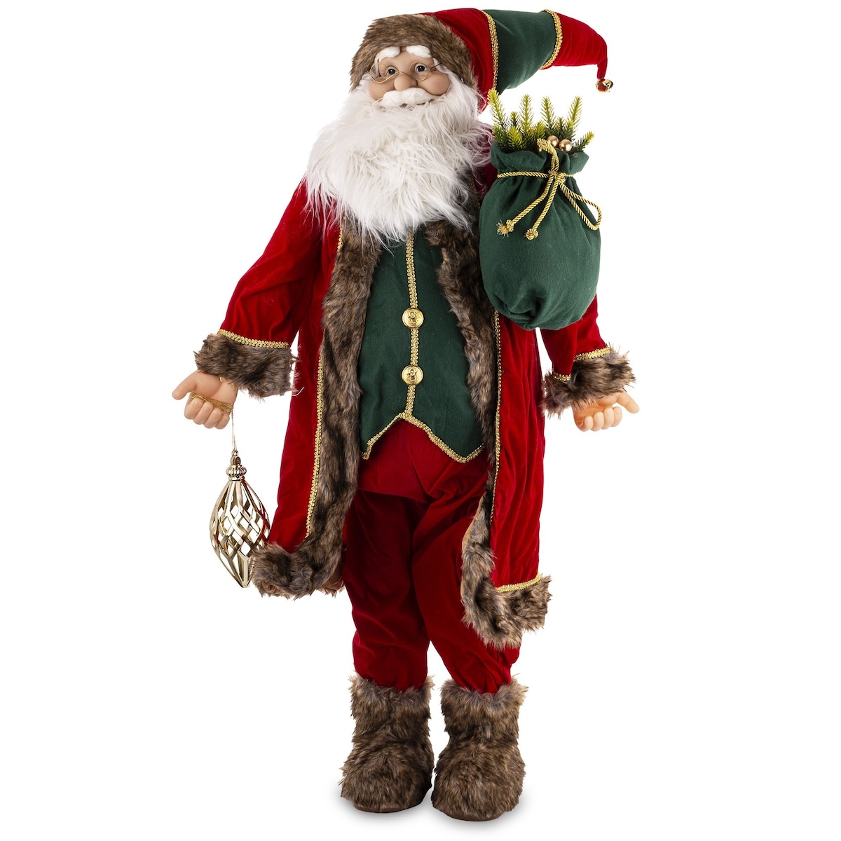 Figurka - duży Mikołaj z workiem 121x67 cm
