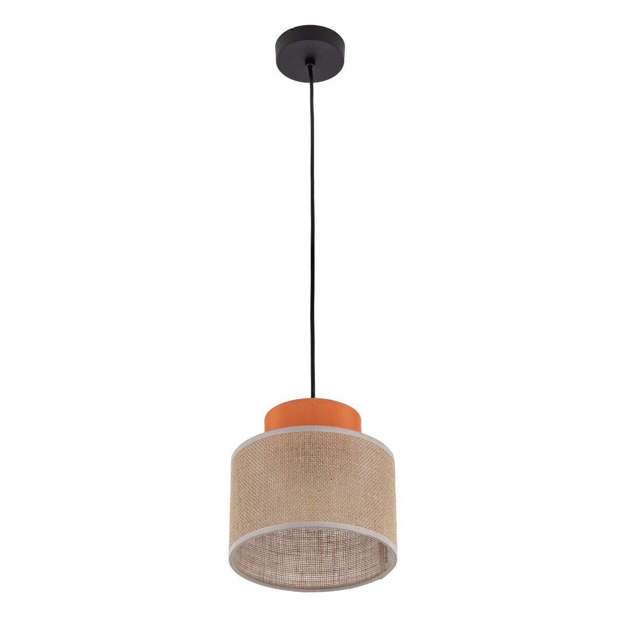 Lampa wisząca TK Lighting DUO JUTA ORANGE 3255, E27, czarna z naturalną jutą