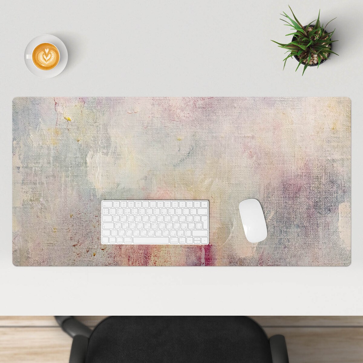 Beżowa mata na biurko Pastelowa abstrakcja, 100x50 cm