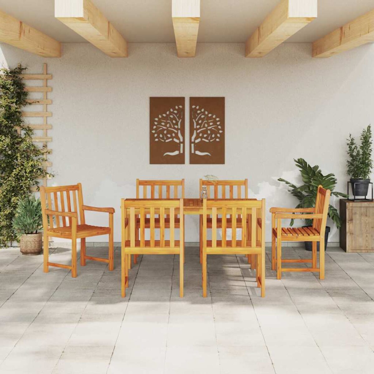 vidaXL Zestaw do jadalni w ogrodzie 7 pcs Brązowy lite drewno akacjowe