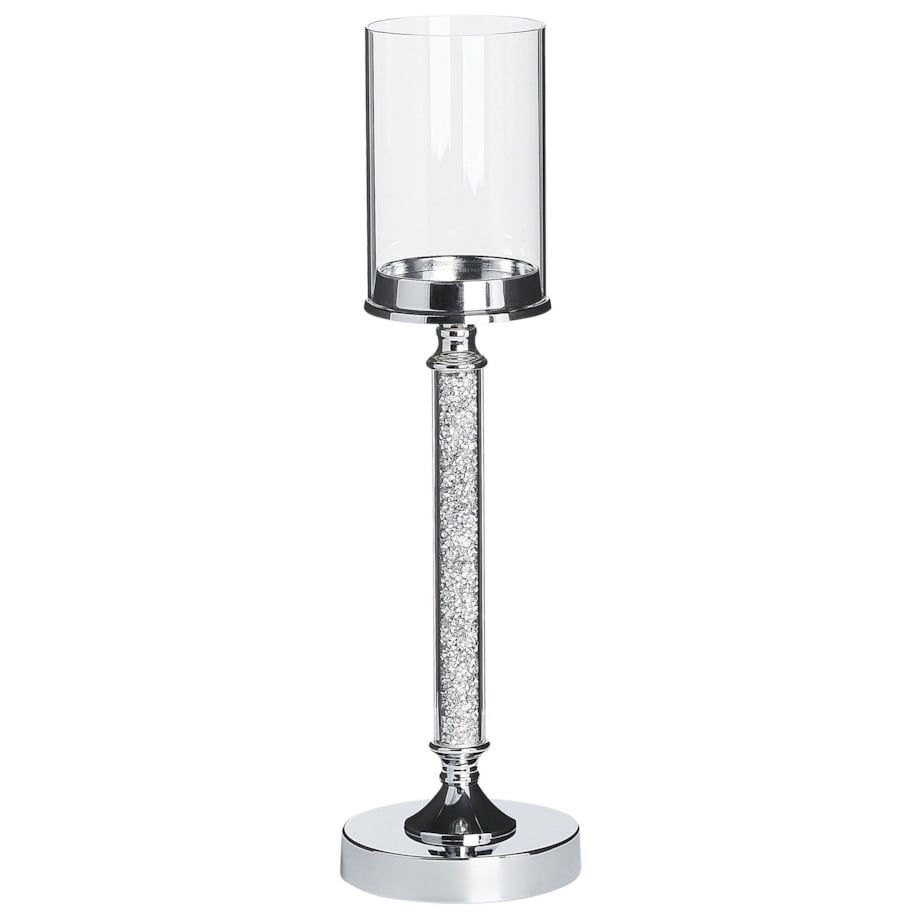 Świecznik szklany 48 cm srebrny ABBEVILLE