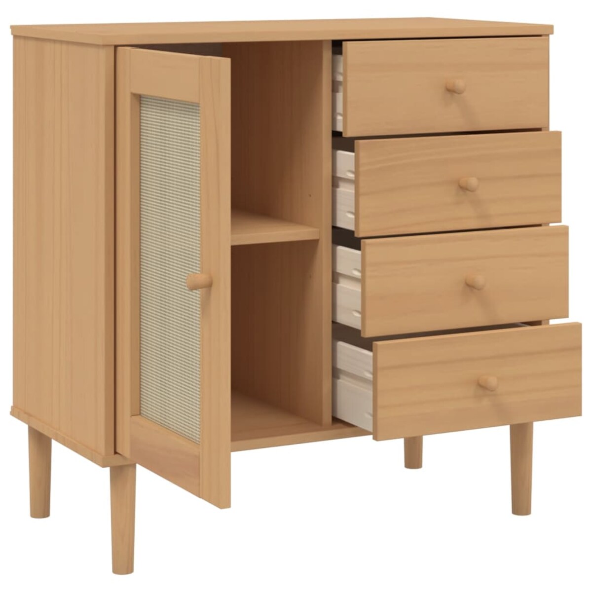 vidaXL Szafka SENJA, imitacja rattanu, brązowa, 80x40x80 cm, sosnowa