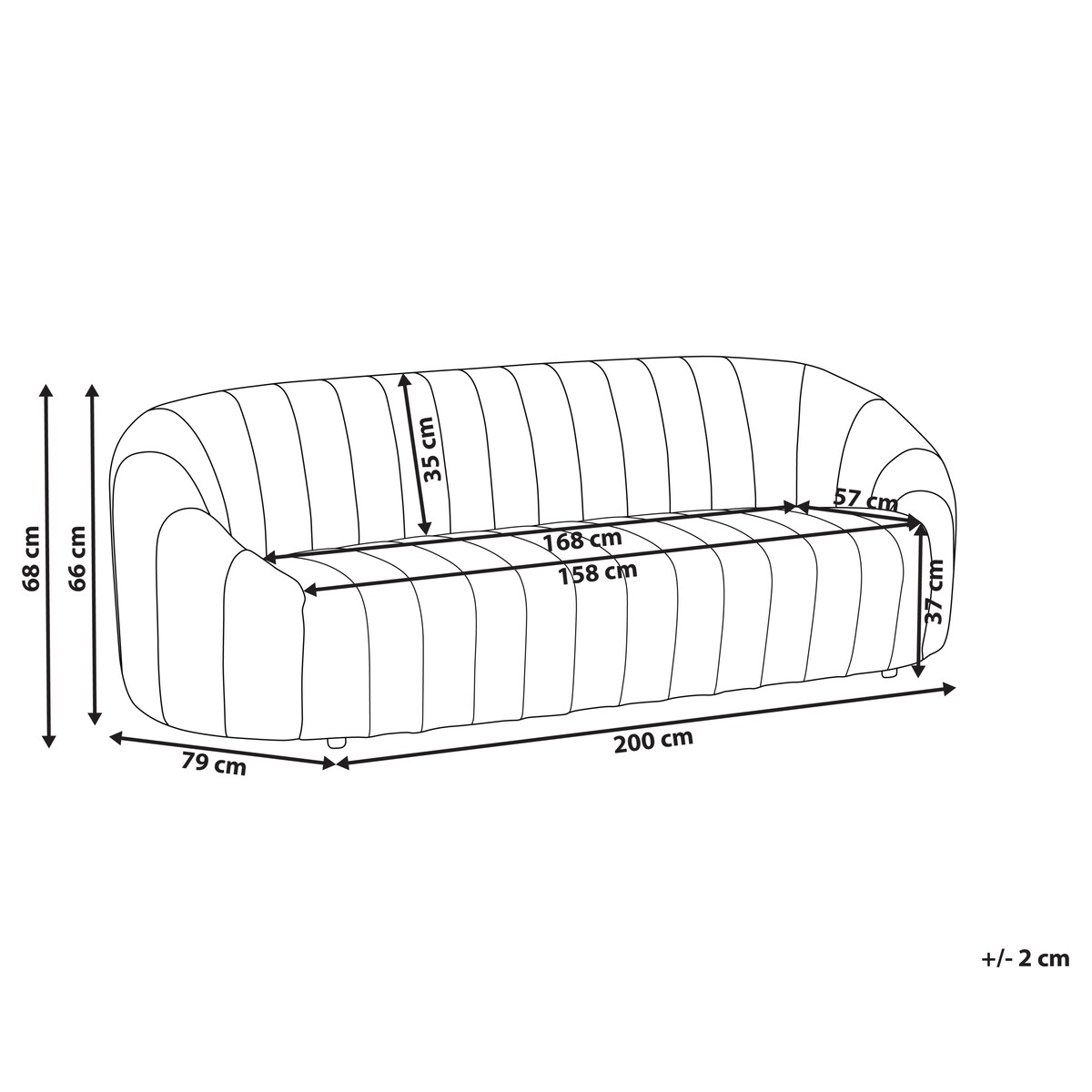 Sofa dla 3 osób MALUNG Welur Beżowy