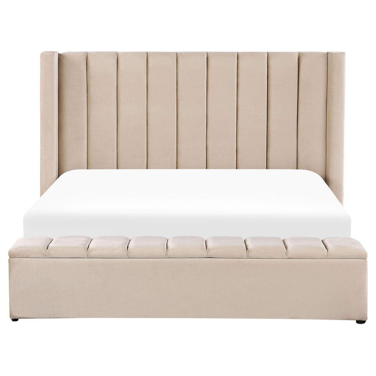 Łóżko wodne welurowe z ławką 180 x 200 cm beżowe NOYERS