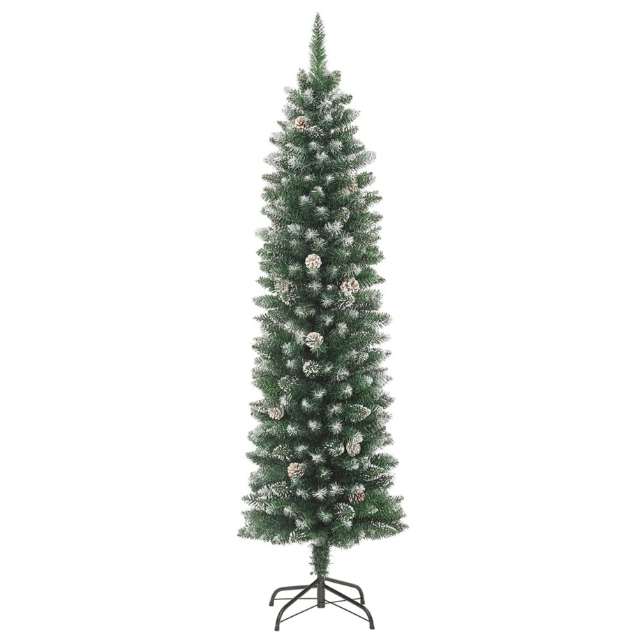 vidaXL Sztuczna, wąska choinka ze stojakiem, 180 cm, PVC