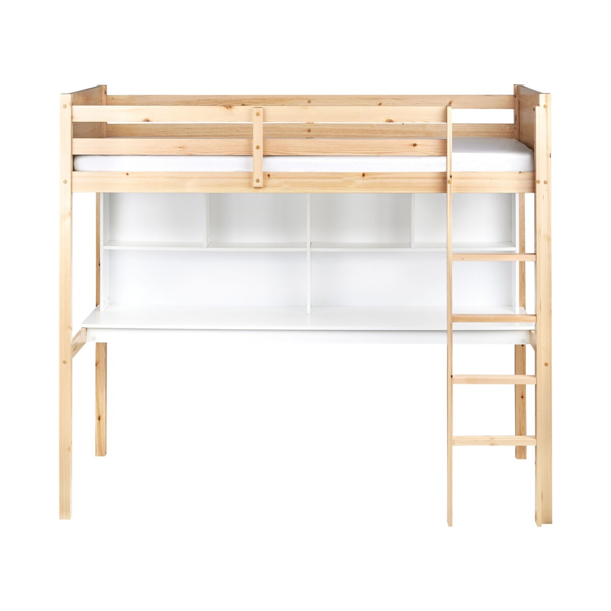 Łóżko na antresoli z biurkiem Drewno sosnowe FOUCAMONT 90 x 200 cm Jasnobrązowy