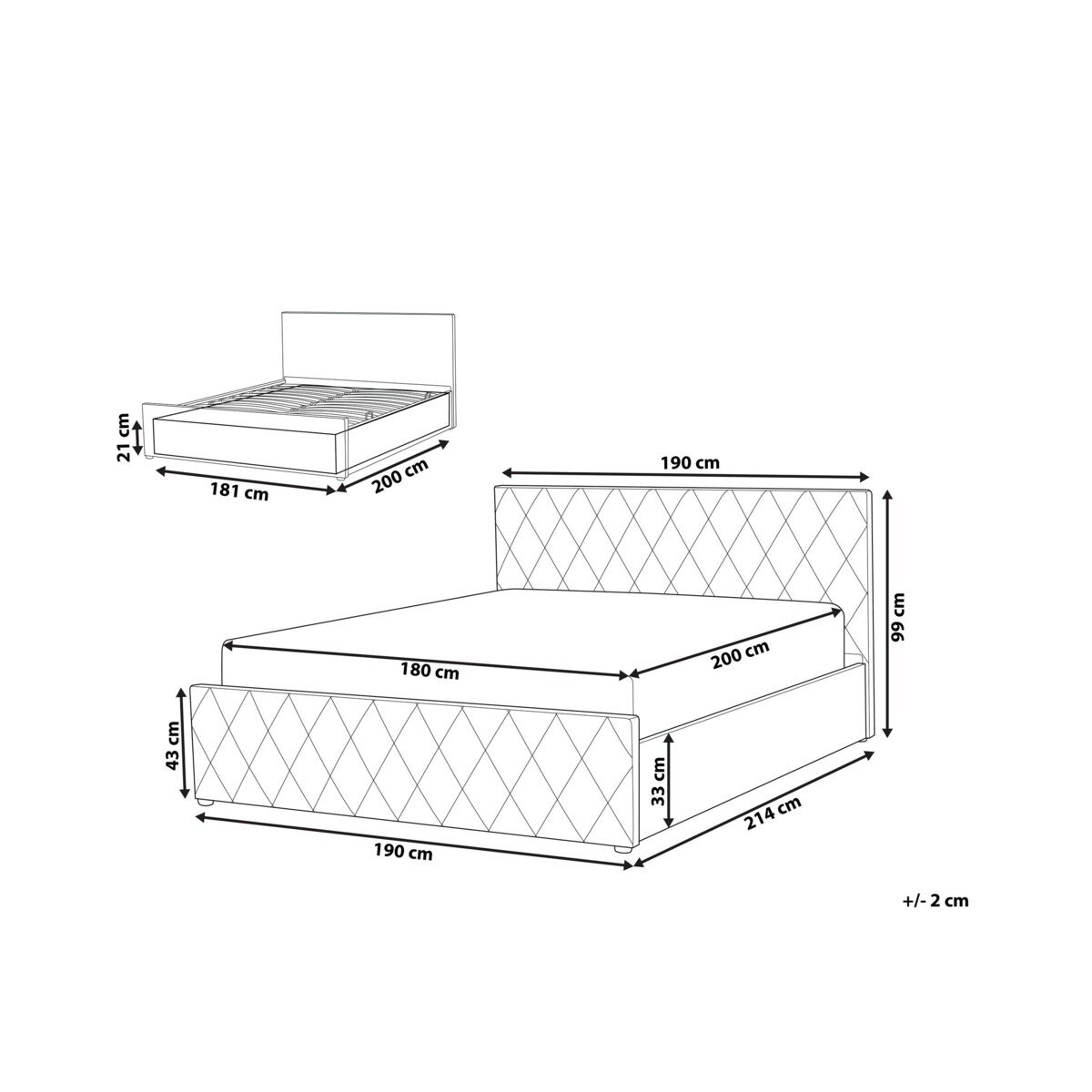 Łóżko z pojemnikiem welurowe 180 x 200 cm niebieskie ROCHEFORT