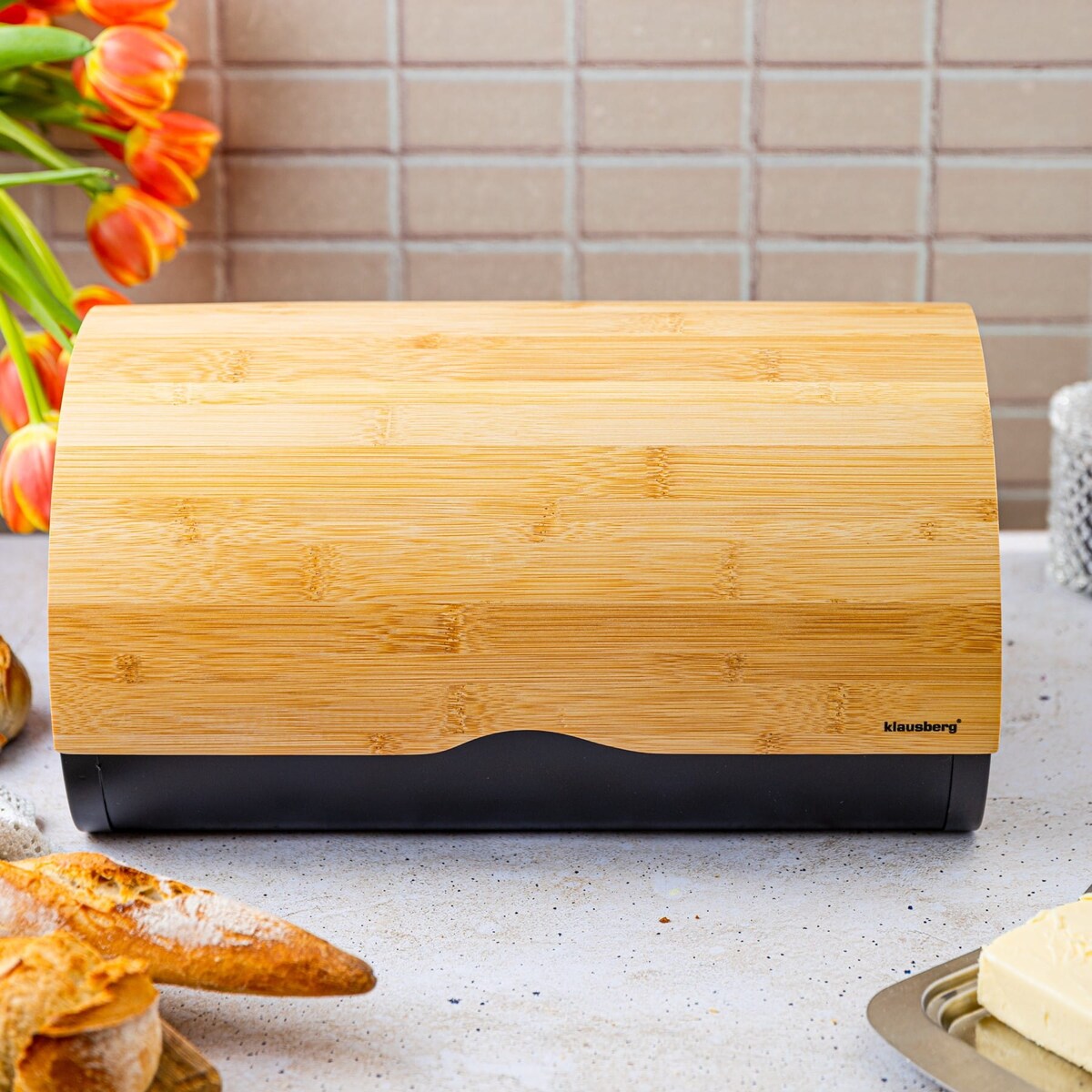 Chlebak stalowy 38cm pojemnik na chleb pieczywo KLAUSBERG