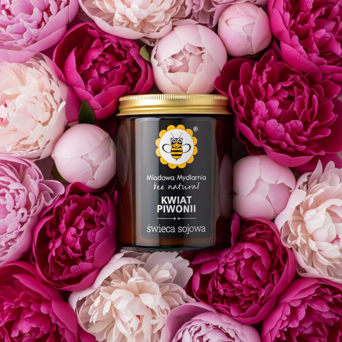 Kwiat Piwonii - świeca z wosku sojowego