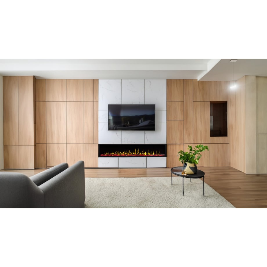 Kominek elektryczny AFLAMO Pride S115 - ścienny i do zabudowy - 115x42x14 cm - kominek LED bez funkcji grzania