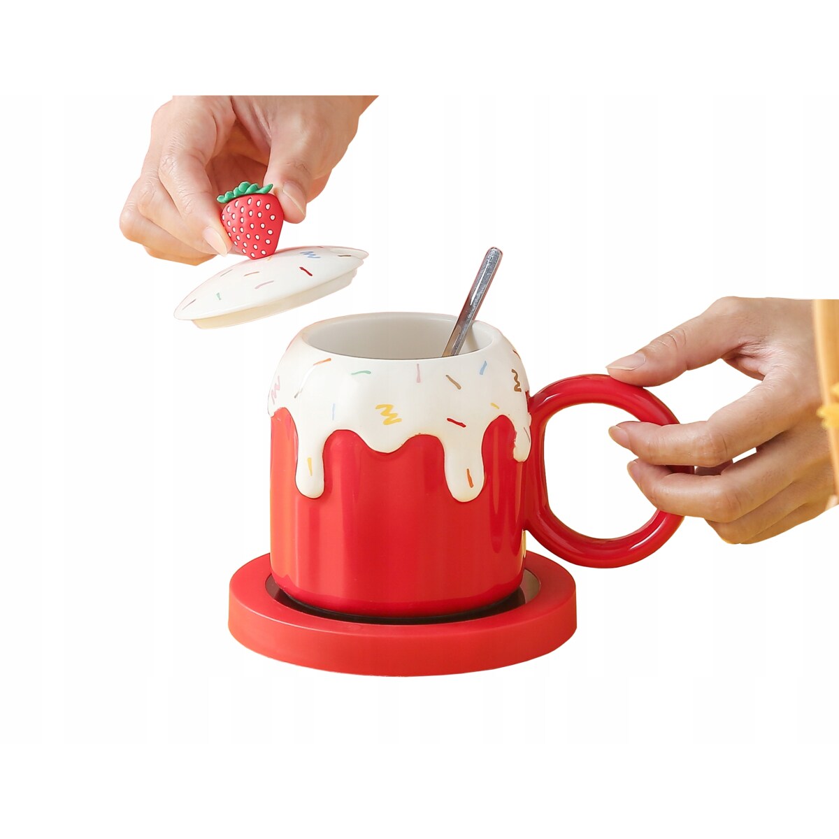 ZESTAW KUBEK Z PODGRZEWACZEM + Łyżka + Kabel USB PREZENT KUBEK ŚWIĄTECZNY