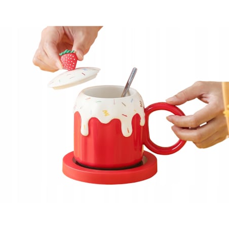 ZESTAW KUBEK Z PODGRZEWACZEM + Łyżka + Kabel USB PREZENT KUBEK ŚWIĄTECZNY