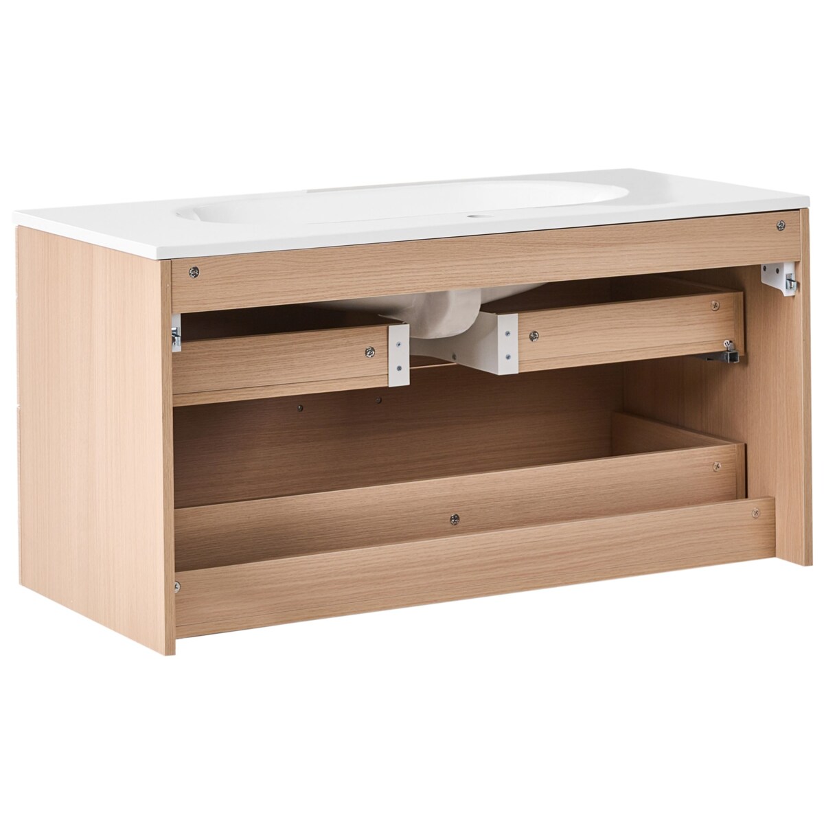 Szafka łazienkowa wisząca z umywalką ARAPA 100 cm Jasnobrązowy