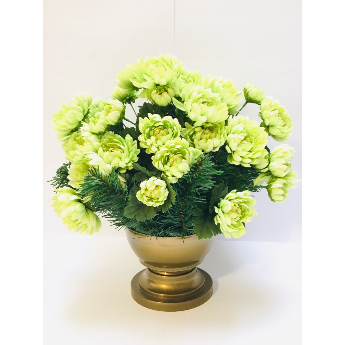 GOTOWY SZTUCZNY CHRYZANTEMA w doniczce zalewanej ciężka na cmentarz święta