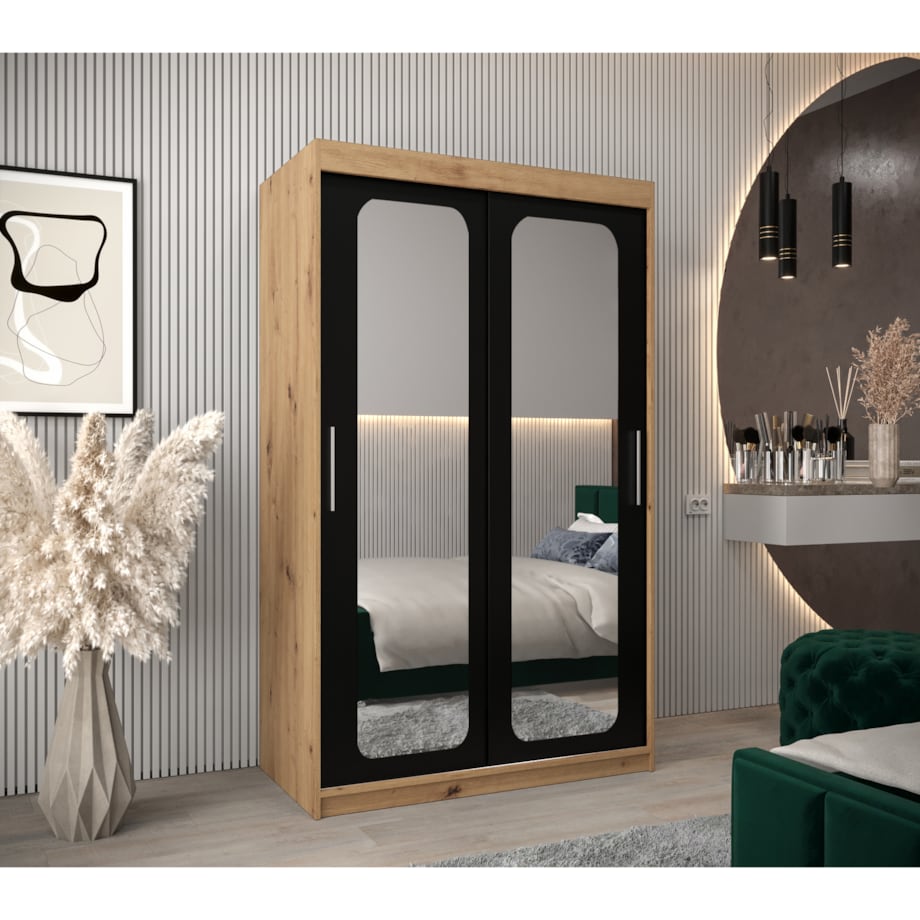 Szafa przesuwna Garderoba PROMO T3 120 artisan/czarny